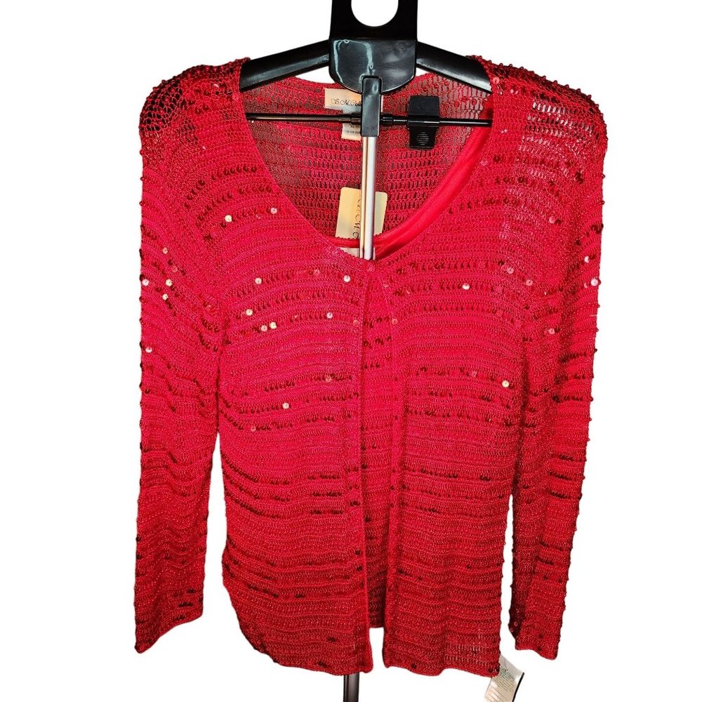 S.M. Collection Red Sequin Twin Set Lined Tank‎ Top XL NWT
